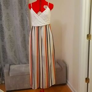 V neck striped Maxi Dress